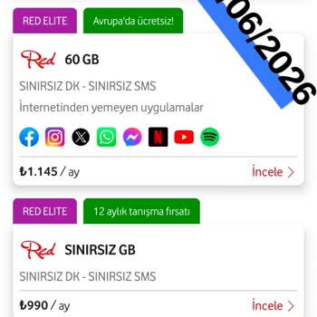 Vodafone Uygulamasında 990 TL Red Elite Tarifenin Kaldırılması Ve Yüksek Fiyatlı Tarifeler Sunulması