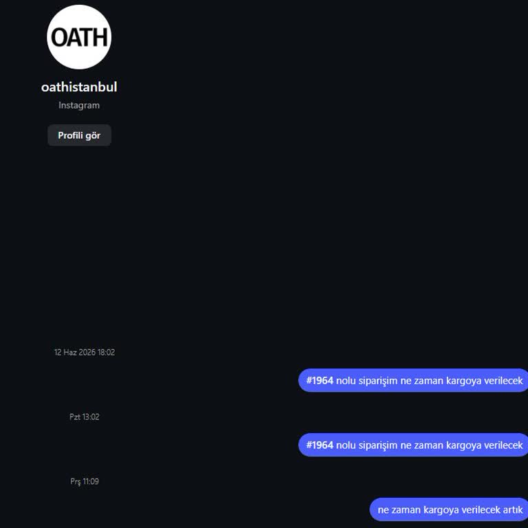 Oath İstanbul’da Kargoya Verilmeyen Sipariş Ve Yanıtsız İletişim