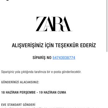 Zara’nın Siparişimin Tek Taraflı İptali Ve Ürün Gönderilmemesi