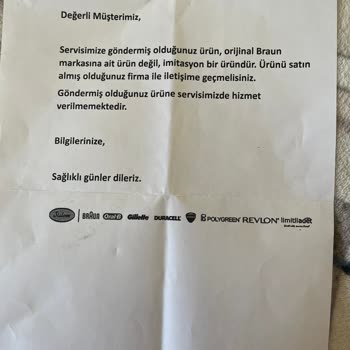 Trendyol’da Satılan Orijinal Olmayan Braun Cihazı İçin Ücret İadesi ve Sorumluluk Talebi