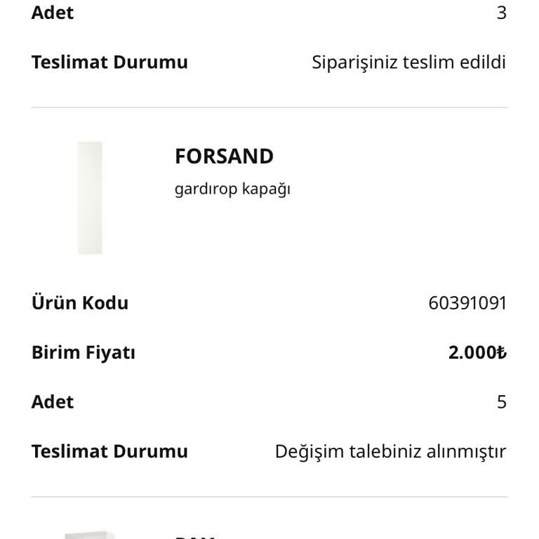 Forsand Dolap Kapağı Değişiminde Kargo Takibi Yok