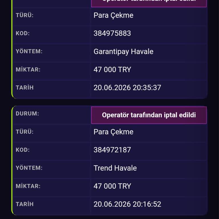 Maxwin'de Para Çekme Taleplerimin Operatör Tarafından İptal Edilmesi Ve Hesap Bakiyemin Silinmesi