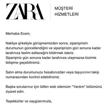 Zara’da Ayakkabı Ve Pantolonun Kargoda Kaybolması Ve Bilgilendirme Eksikliği