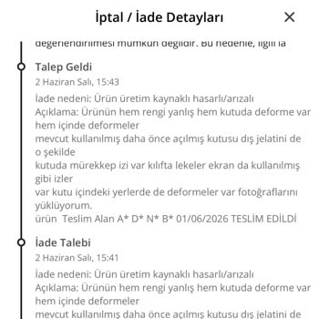 N11 Nutya Bilişim Yanlış Renk Hasarlı Kutu İade Reddi Tam Geri Ödeme Talebi
