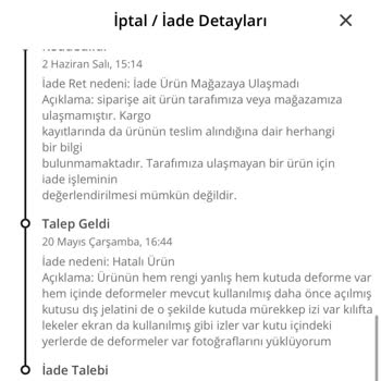 N11 Nutya Bilişim Yanlış Renk Hasarlı Kutu İade Reddi Tam Geri Ödeme Talebi