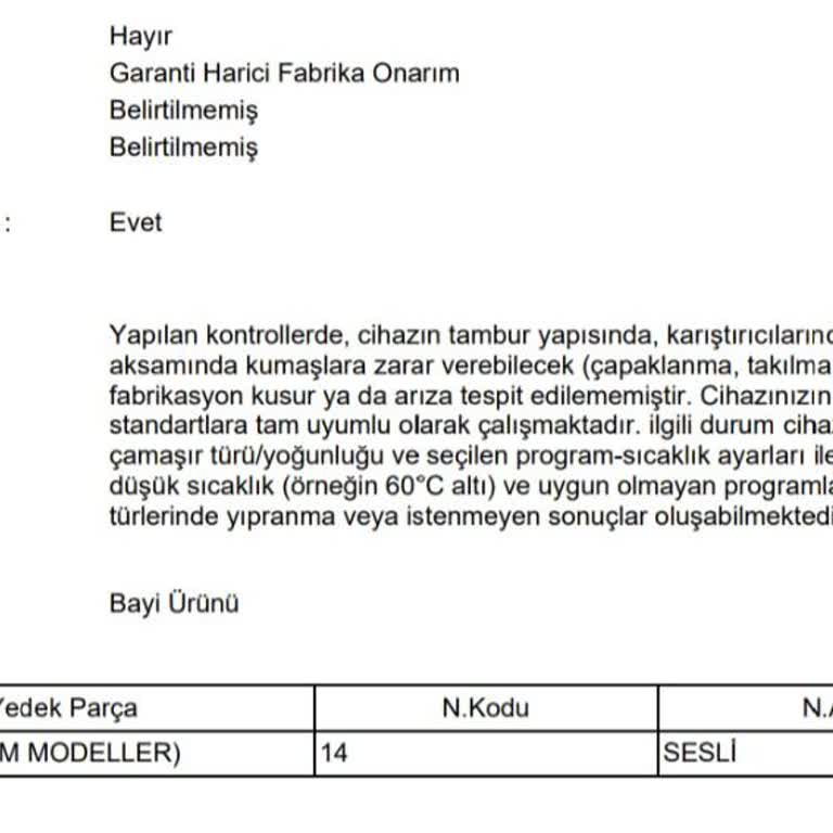Çamaşır Makinesi Kıyafet Yırtma Şikayeti