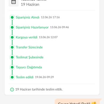 Teslim Edilmemiş Ürün Teslim Edildi Olarak İşleniyor Ve İade Bekliyor