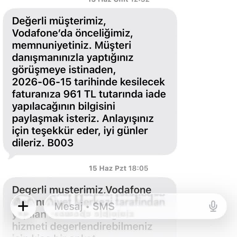 Vodafone'da 1500 TL Haksız Tahsilat Ve İade Sürecindeki Oyalama