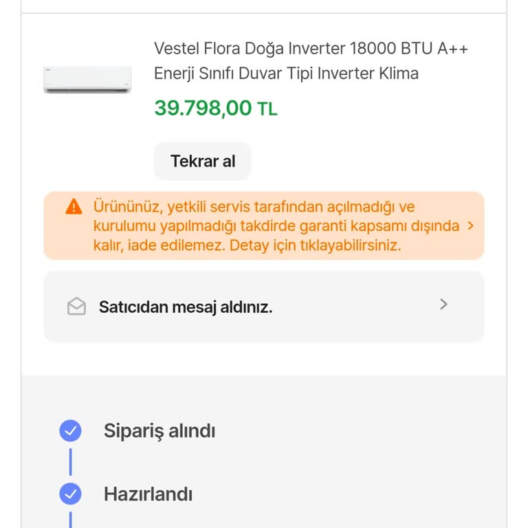 Teslim Edilmeyen Klima Ve Montaj Gecikmesi