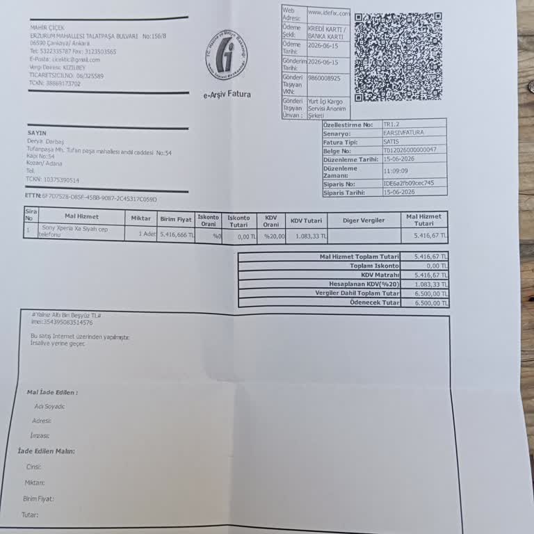 İdefix'in Yanıltıcı Garanti Ve Servis Yokluğu Nedeniyle İade Reddi