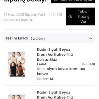 Siyah Sıfır Kol Body Eksik Gönderildi, İade Ve Yeniden Gönderim Talebi