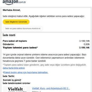 Amazon Türkiye'den Eksik İade Ve Müşteri Hizmetine Ulaşılamama