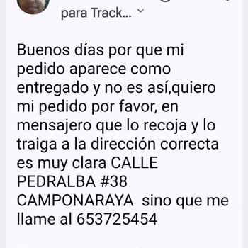 Track718, pedido marcado como entregado no recibido, exijo envío inmediato