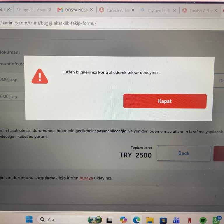 Türk Hava Yolları'nda Hasarlı Bagaj Ve Tazminat Formunda Tekrarlayan Teknik Hata