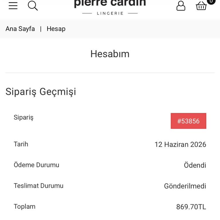 Pierre Cardin Lingerie'den Siparişimin Hazırlanması Gecikiyor Ve İptali Mümkün Değil