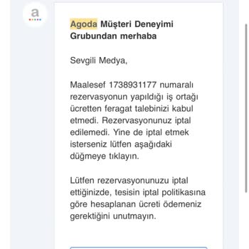 Agoda Ücretsiz İptal Şartına Rağmen Ücret İade Edilmedi