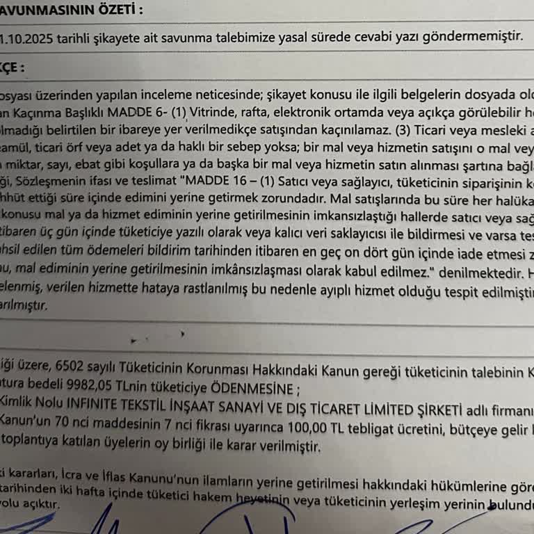 Tüketici Hakem Heyeti Kararına Uyulmaması Ve İade Ödemesinin Gecikmesi