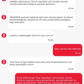 Tıkla Gelsin'de Yanlış Ve Soğuk Sipariş, İade Sözünün Tutulmaması