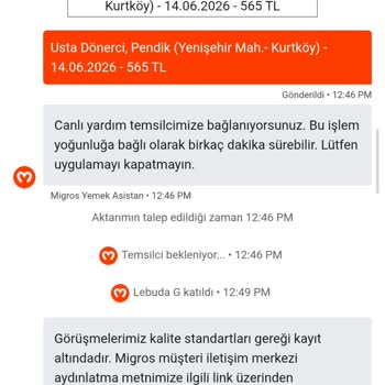 Migros Yemek'te Teslim Edilmemiş Sipariş Teslim Edildi Olarak Görüldü Ve Ücret İadesi Sağlanmadı