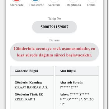Kredi Kartı Teslim Edilmedi, Derince Acentesinde Takılıyor