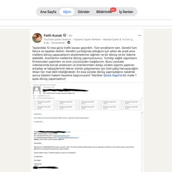 Quick Sigorta'dan Yurt Dışı Sağlık Sigortası Tazminatı Ödemesinin Yanıtsız Kalması