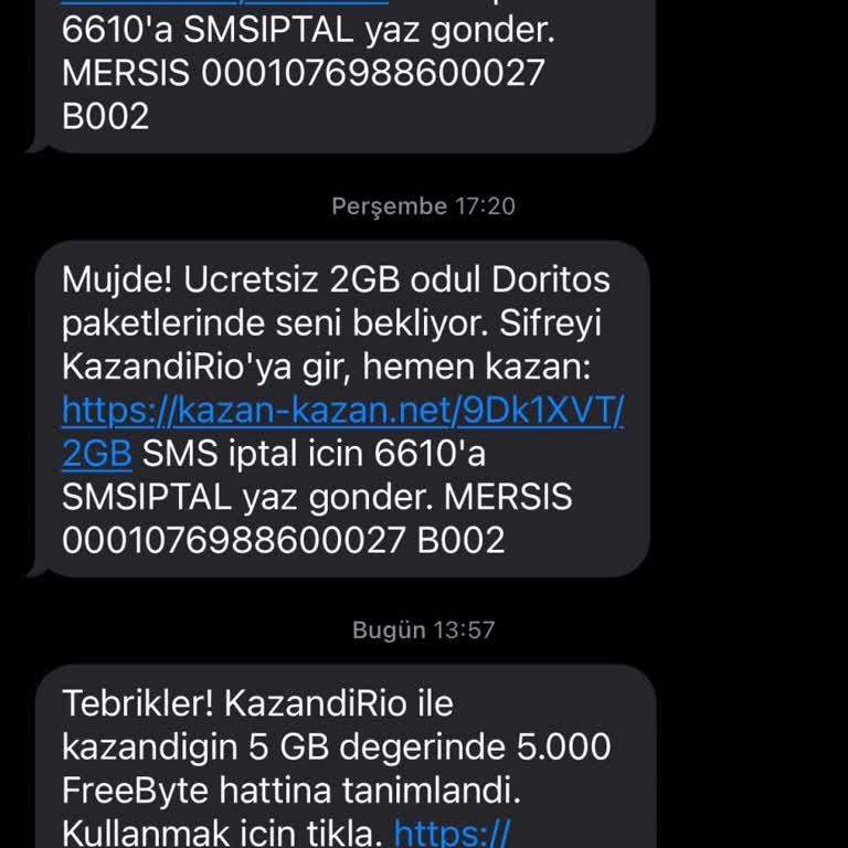 KazandiRio Onaylı 5 GB Ve 1 GB İnternet Hattımda Görünmüyor