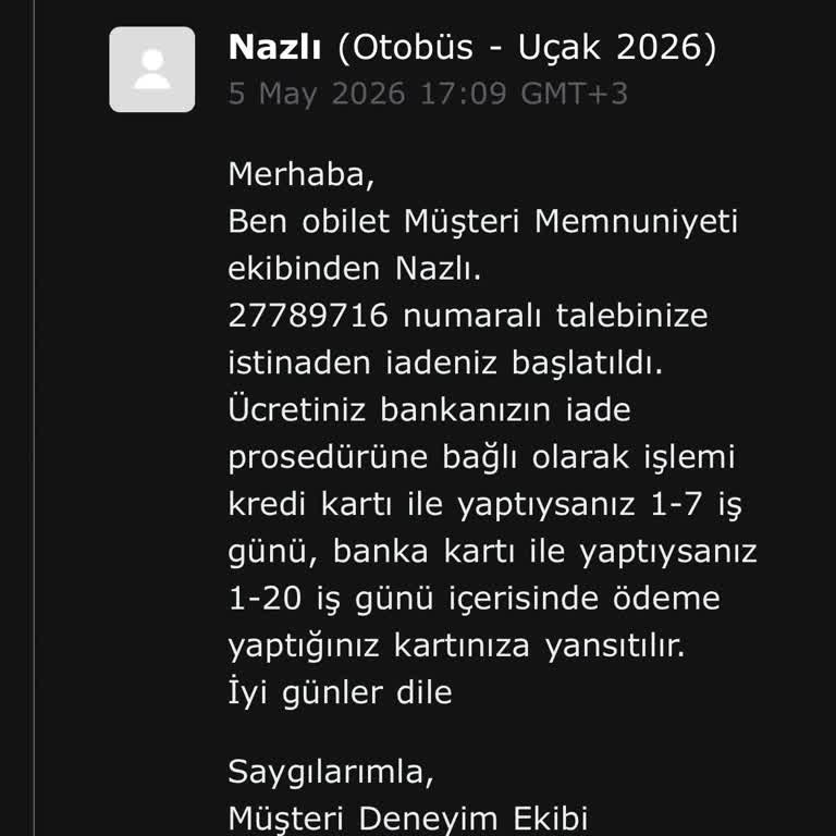 Sistemde Görünmeyen Viyana-Zürih Bileti İçin İade Gecikmesi