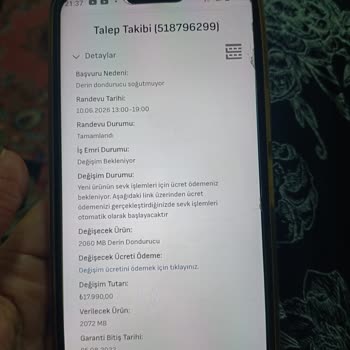 Arçelik 2060 MB Derin Dondurucu Çözümsüz Kapanıyor Ve 18 Bin Lira Ücret Talep Ediliyor