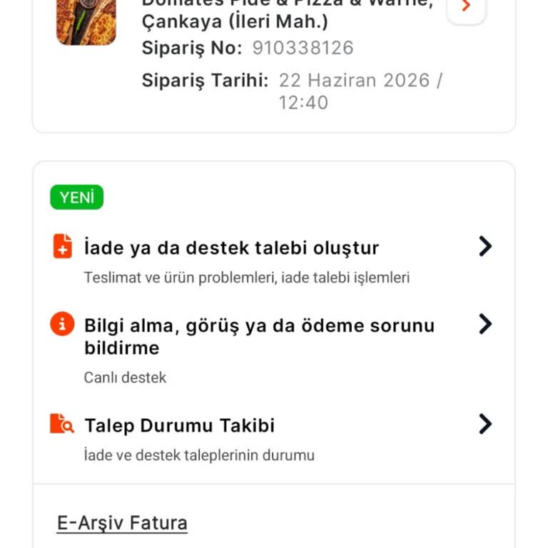Migros Yemek Siparişimin Teslim Edilmemesi Ve Acil İade Talebi