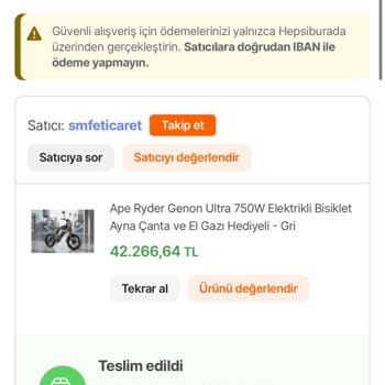 Teslim Edilmeyen Elektrikli Bisiklet İçin İade Talebi