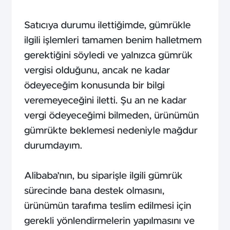 Alibaba'dan Gümrük Sürecinde Destek Ve Vergi Bilgisi Talebi