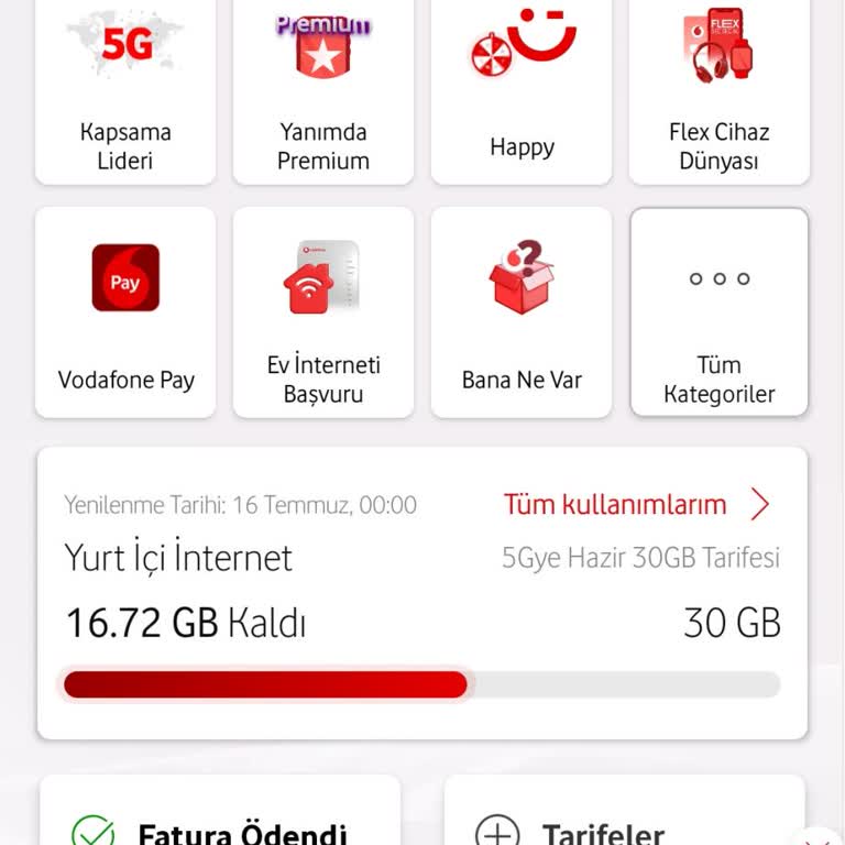 Vodafone Paketimde Haksız Şekilde Eksilen 15 GB İnternet İçin Geri Tanımlama Talebi