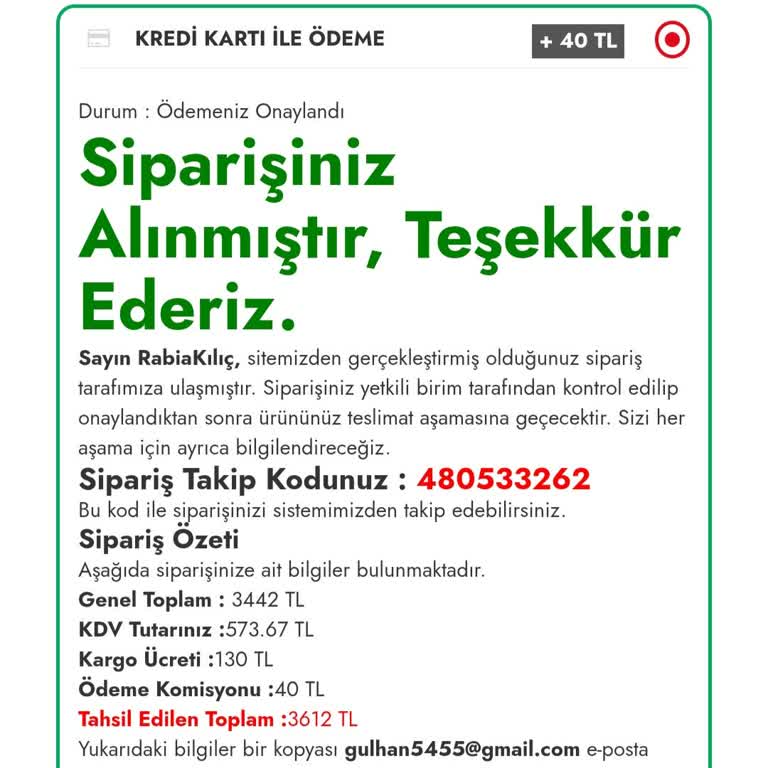 Bulem Butik'ten Sipariş Gönderilmedi, Ücret İadesi Talebi