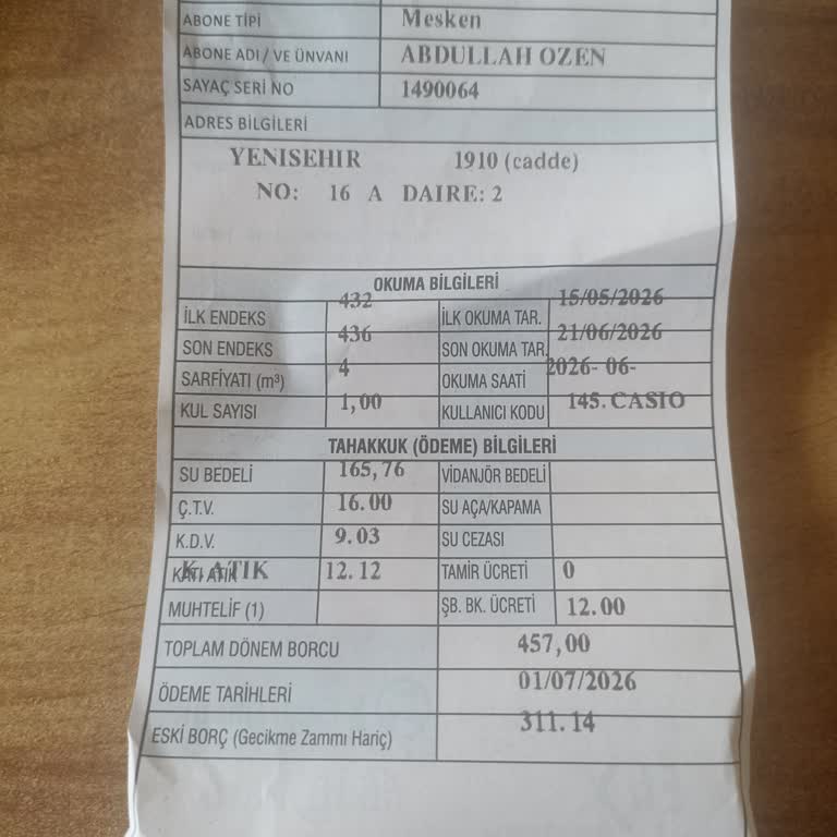 Şanlıurfa Su Ve Kanalizasyon İdaresi'ne Hatalı Fatura Ve Sayaç Sorunu
