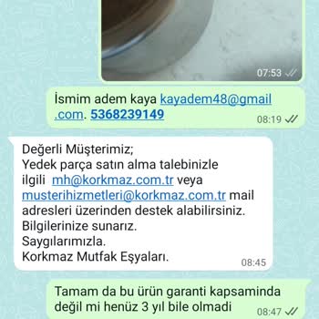 Korkmaz Çaydanlıkta Aynı Bölümde Kopma Ve Yanıtsız Müşteri Hizmetleri