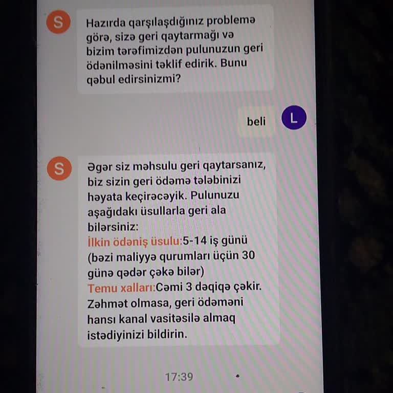 Temu'dan Gelen Kıyafetlerin Beden Ve Kalite Uyumsuzluğu, Tam Geri Ödeme Talebi