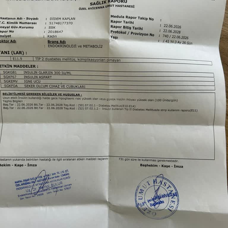 Raporun Yanlış Sigorta İşlemi Nedeniyle Eşimin İlaçlara Ulaşamaması Ve Hastane Ücret Talebi