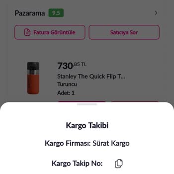 Sahte Kargo Bildirimi Ve Teslim Edilmeyen Stanley Termos İçin Geri Dönüş Olmayan Müşteri Hizmetleri