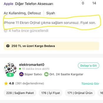 Dolap Orijinal Olmayan Ve Kırık İPhone 11 Ekranı İçin Tam İade Ve Satıcı Yasaklaması Talebi
