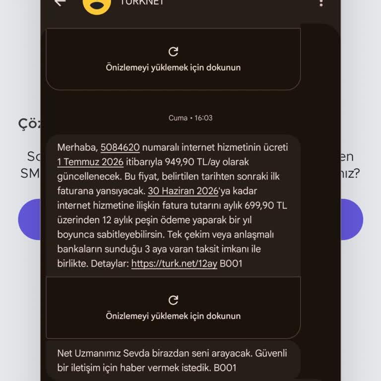 Yanıltıcı SMS Bilgilendirmesiyle 700 TL'lik İnternet Paketi 950 TL'ye Çıkarıldı