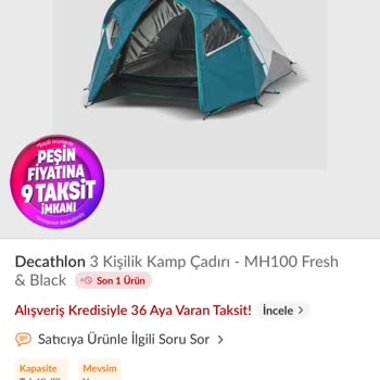 Trendyol’da Decathlon çadır fiyatlarıyla ilgili şikayet