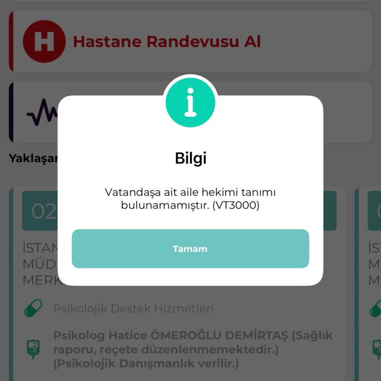Aile Hekimi Bilgisi MHRS’de Görünmüyor Ve Randevu Alınamıyor