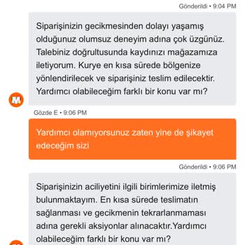 Migros Sanal Market Gecikmeli Teslimat Ve Yetersiz Müşteri Desteği