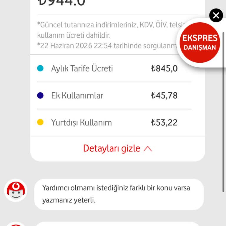 Vodafone Tarife Bitimi Bildirimi Olmadan Ani Yüksek Fatura Ve Temsilciye Ulaşamama