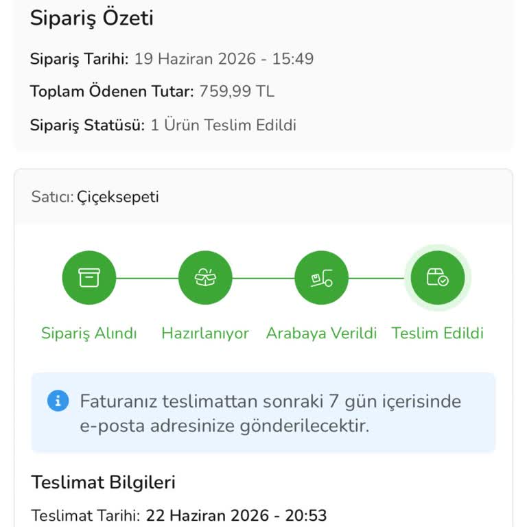 Çiçek Sepeti Teslim Edilmemiş Çiçek Siparişi İçin İade ve Özür Talebi