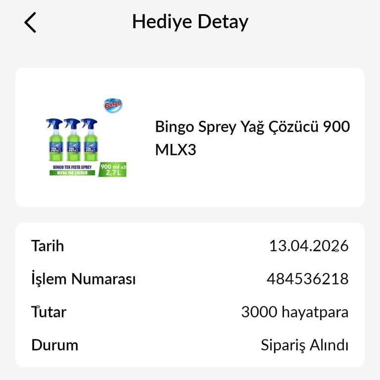 Hayat Pay Bingo Sprey Yağ Çözücü Hediye Paketi Gönderimindeki Uzun Gecikme