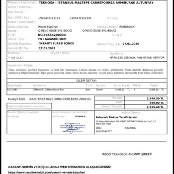 Garanti Kapsamındaki Robot Süpürge İçin Haksız 2999,40 TL Ücret Talebi Ve Saygısız Servis