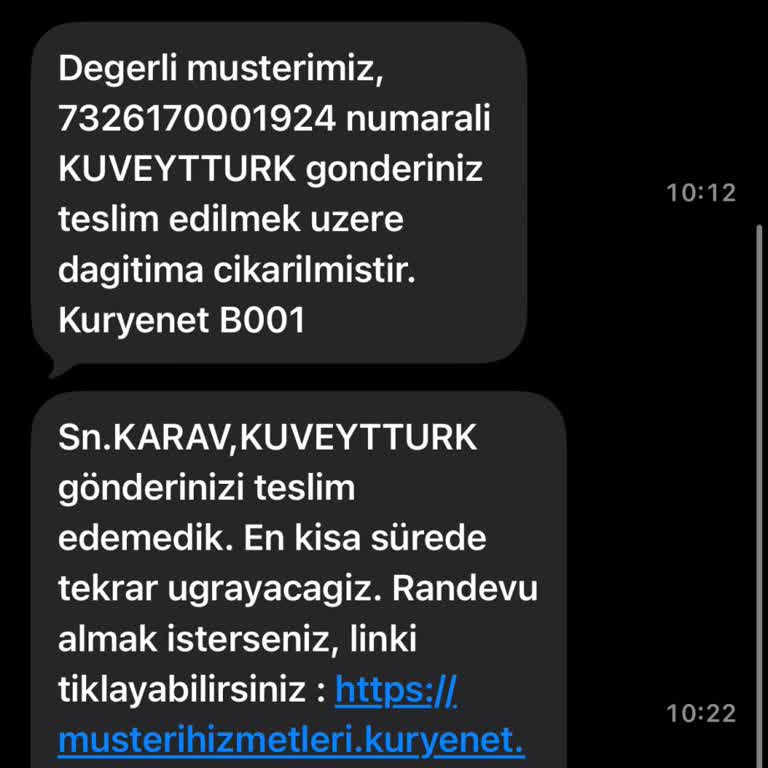 Kuryenet’in Yanıltıcı Teslimat Bilgileri Kuveyt Türk Gönderisini Sürekli Geciktiriyor