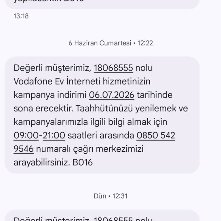 Taahhüt Yenilenmemiş, Vodafone Sisteminde Hata