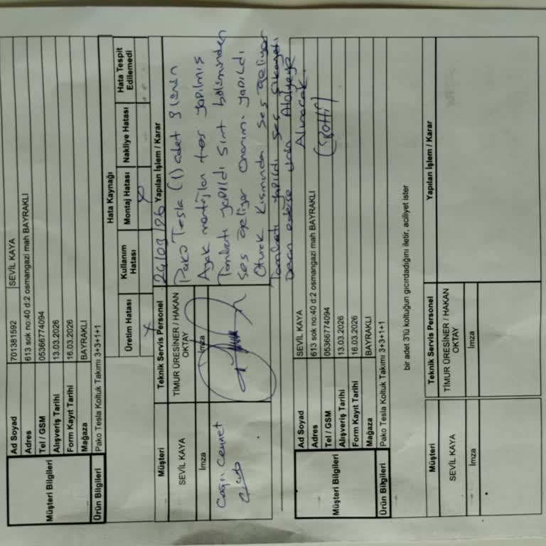 Yanlış Montaj Nedeniyle Ayıplı Ürün Değişim Talebi